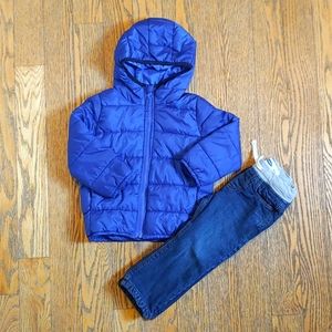 Toddler boys winter jacket and fleece lined jeans